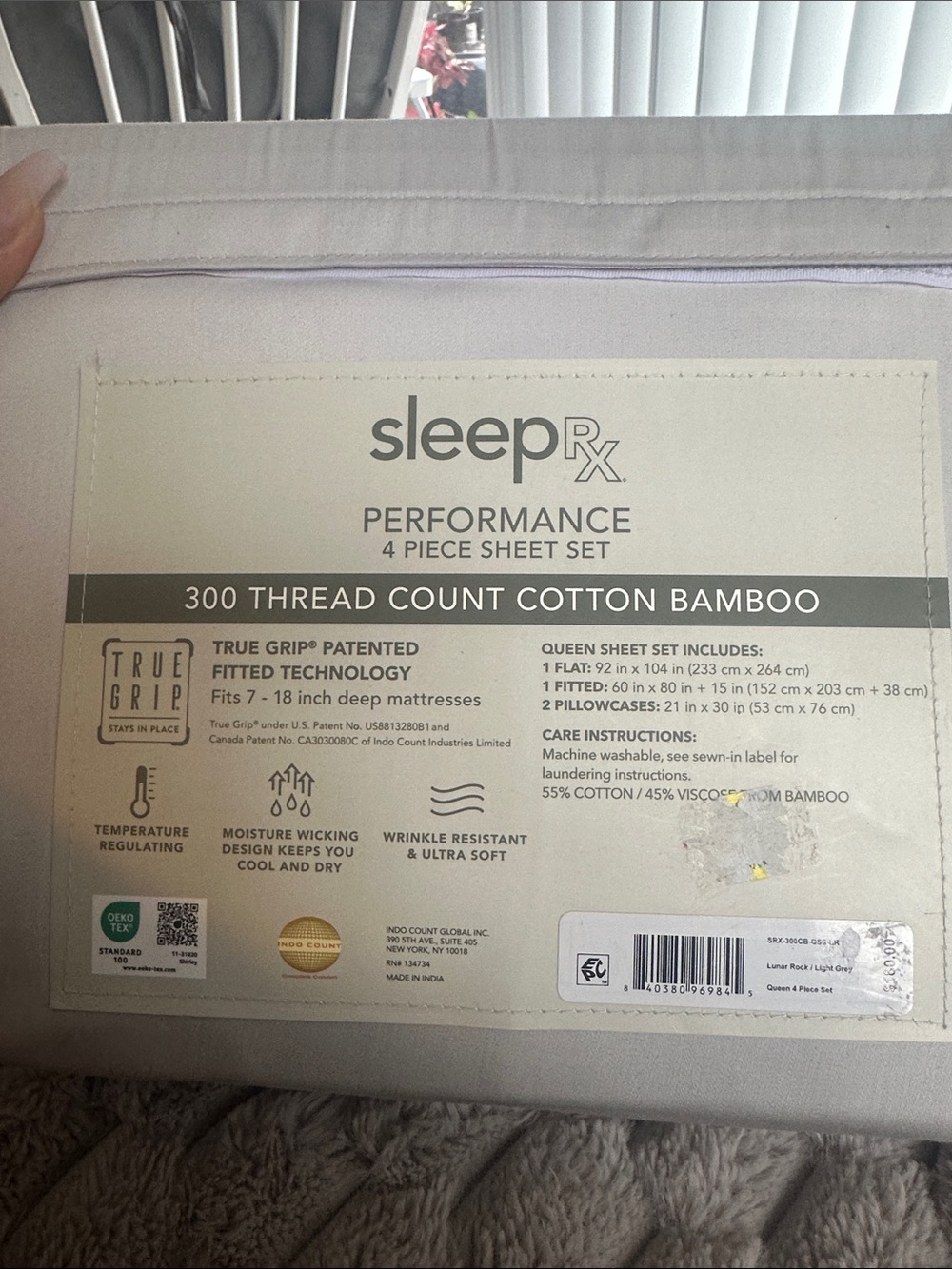 Sleep Rx Performance 4-Piece Queen Sheet Set - ivory - Picture 2 of 3